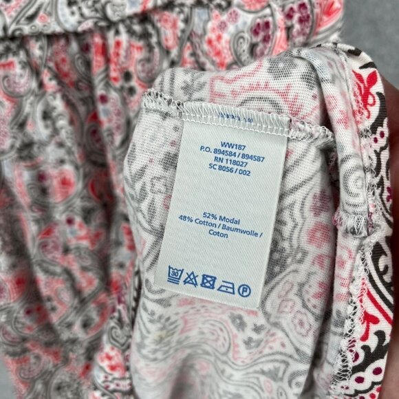 Boden Womens Margot Scoop Neck Dress Size 10 White Red Paisley Modal Pockets - Picture 6 of 11